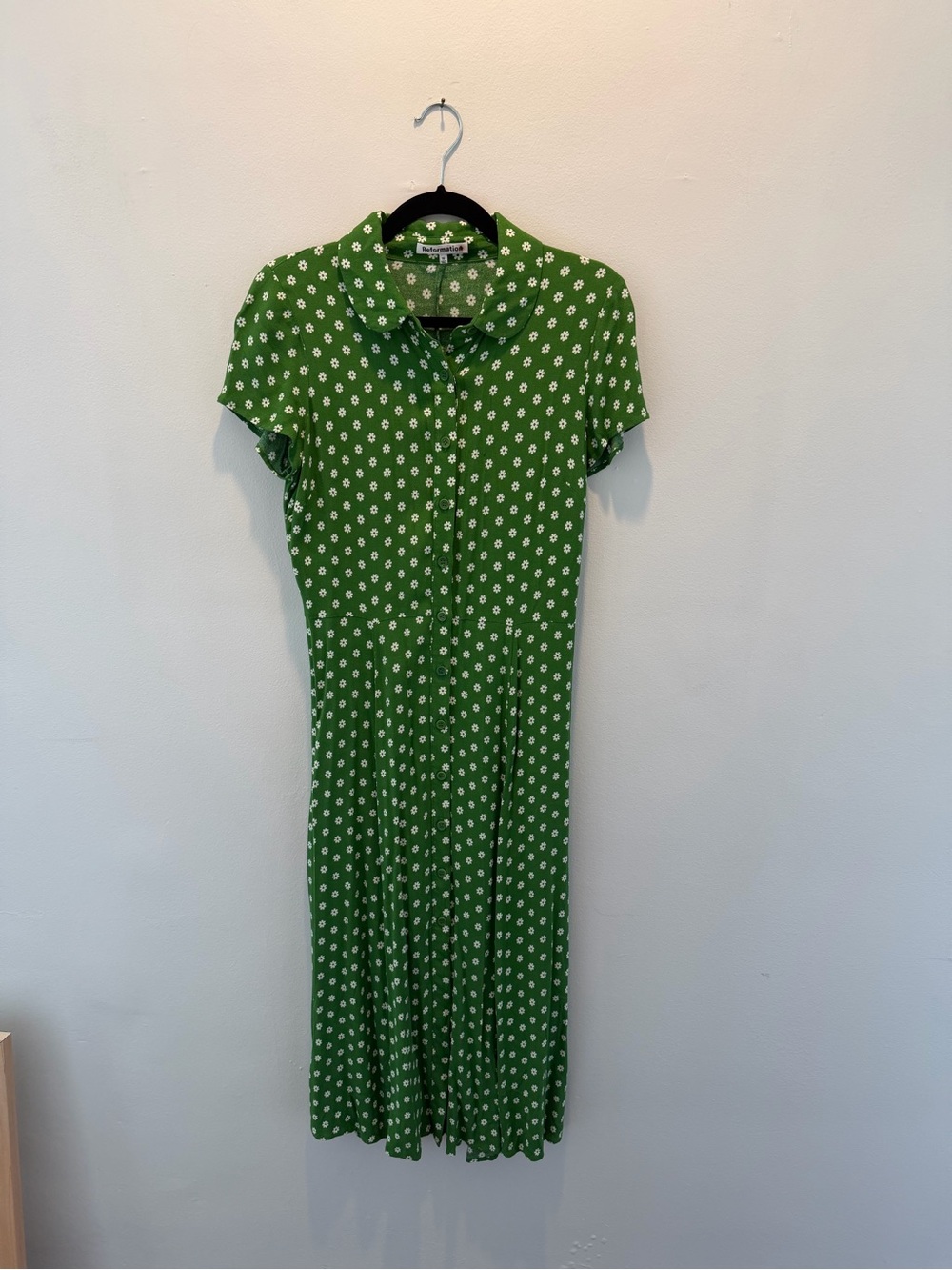 Reformation “Willa” Green Daisy Print Midi Dress Size 10 - Picture 4 of 7
